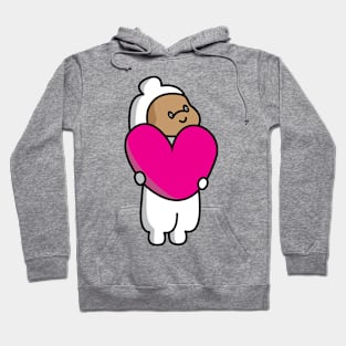 simple cute couple animation big love boy's side Hoodie